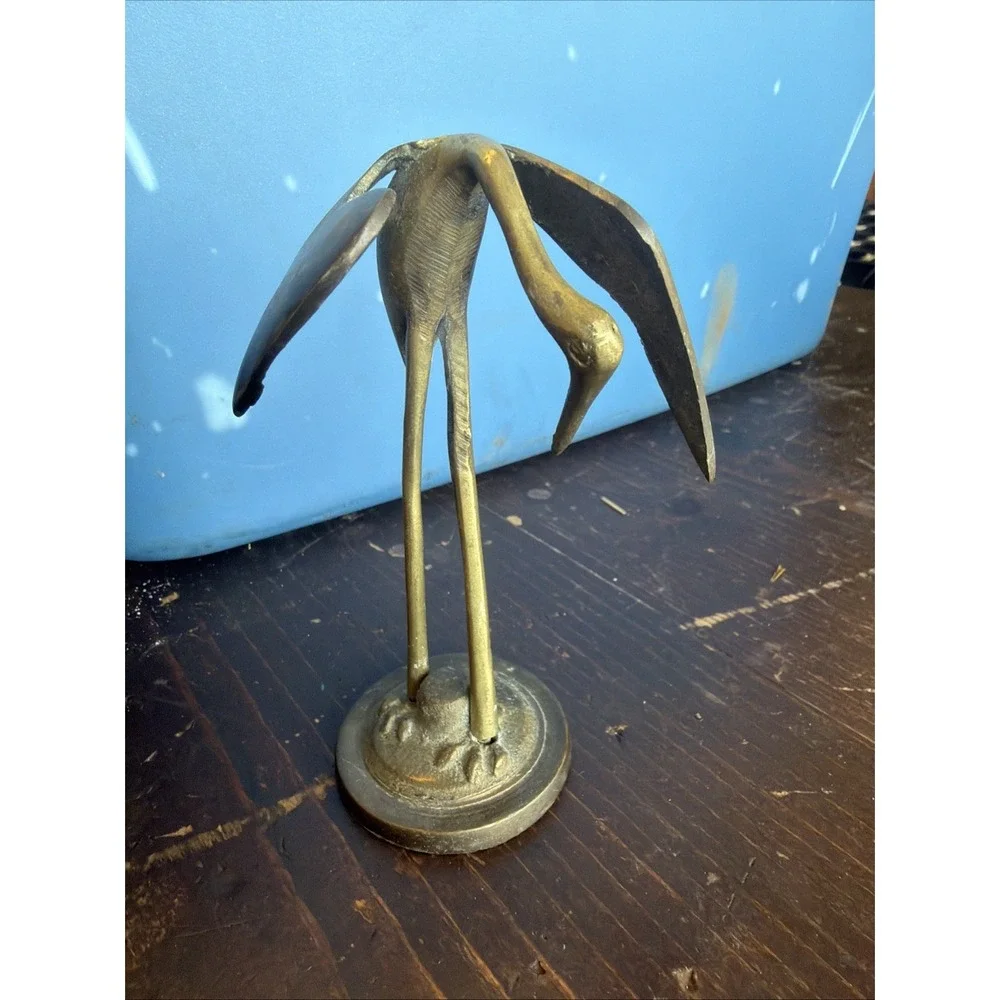Brass Crane Statue Figure